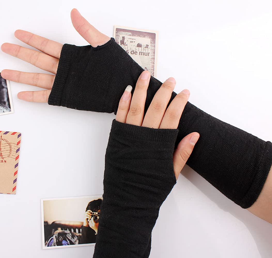 3 Paia Guanti Senza Dita Donna – Lunghi Fino Al Gomito, In Cotone Elastico, Per Primavera/autunno