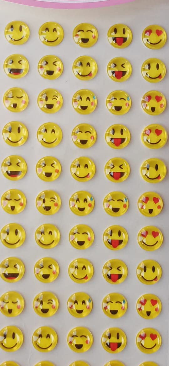 FULLFILLS Crystal Stone Smiley Emoji face Expression Stickers (Emoji - 2 Sheets)
