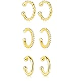 Poxtex Ear Cuffs for Women Non Piercing 14K Gold Plated 925 Sterling Silver Earrings Fake Piercing Small Hypoallergenic Tiny Dainty Cubic Zirconia Clip on Nose Cartilage Hoop Mother Day Jewelry Gifts for Mom