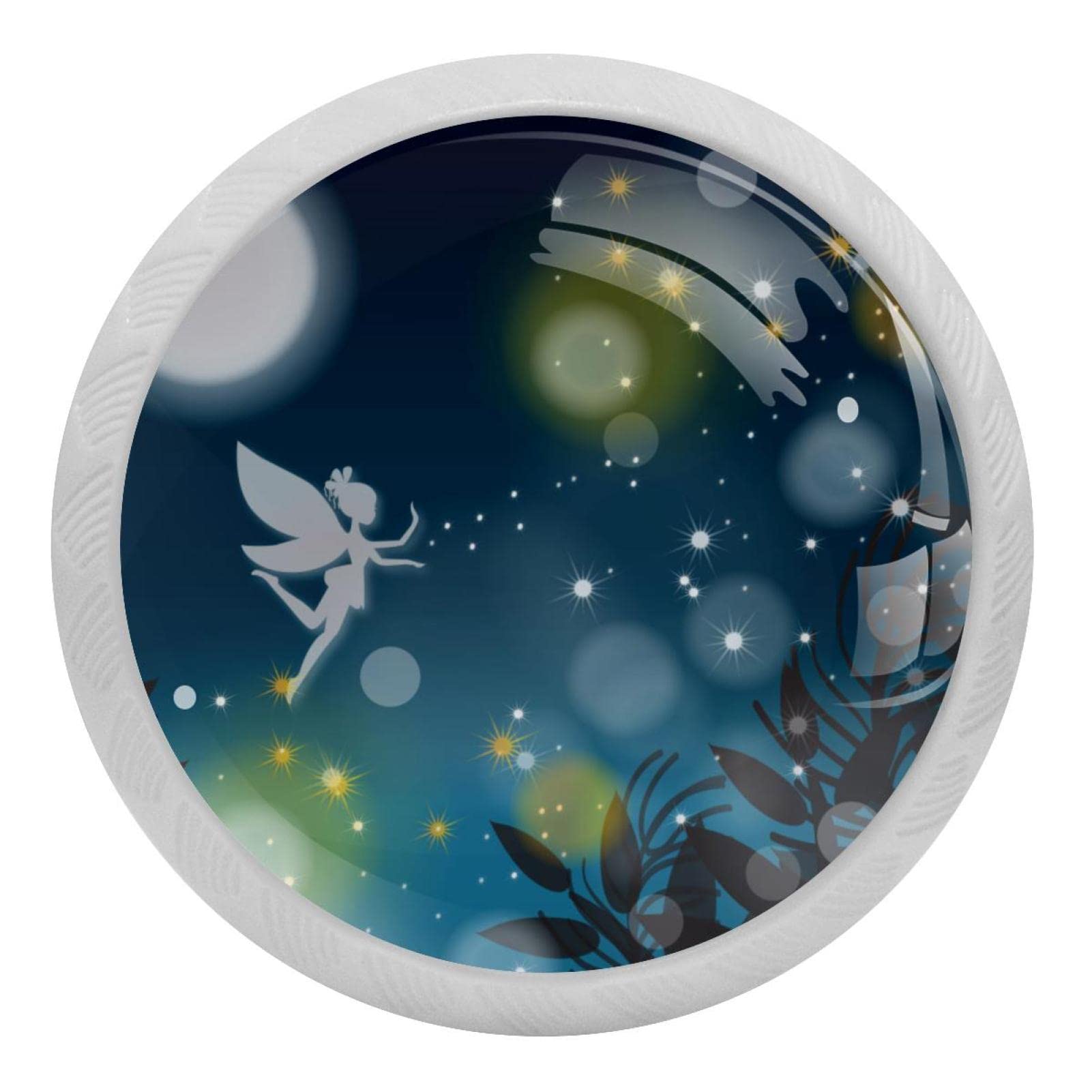 Boutons de placard de cuisine en verre au design décoratif de fée de la lune