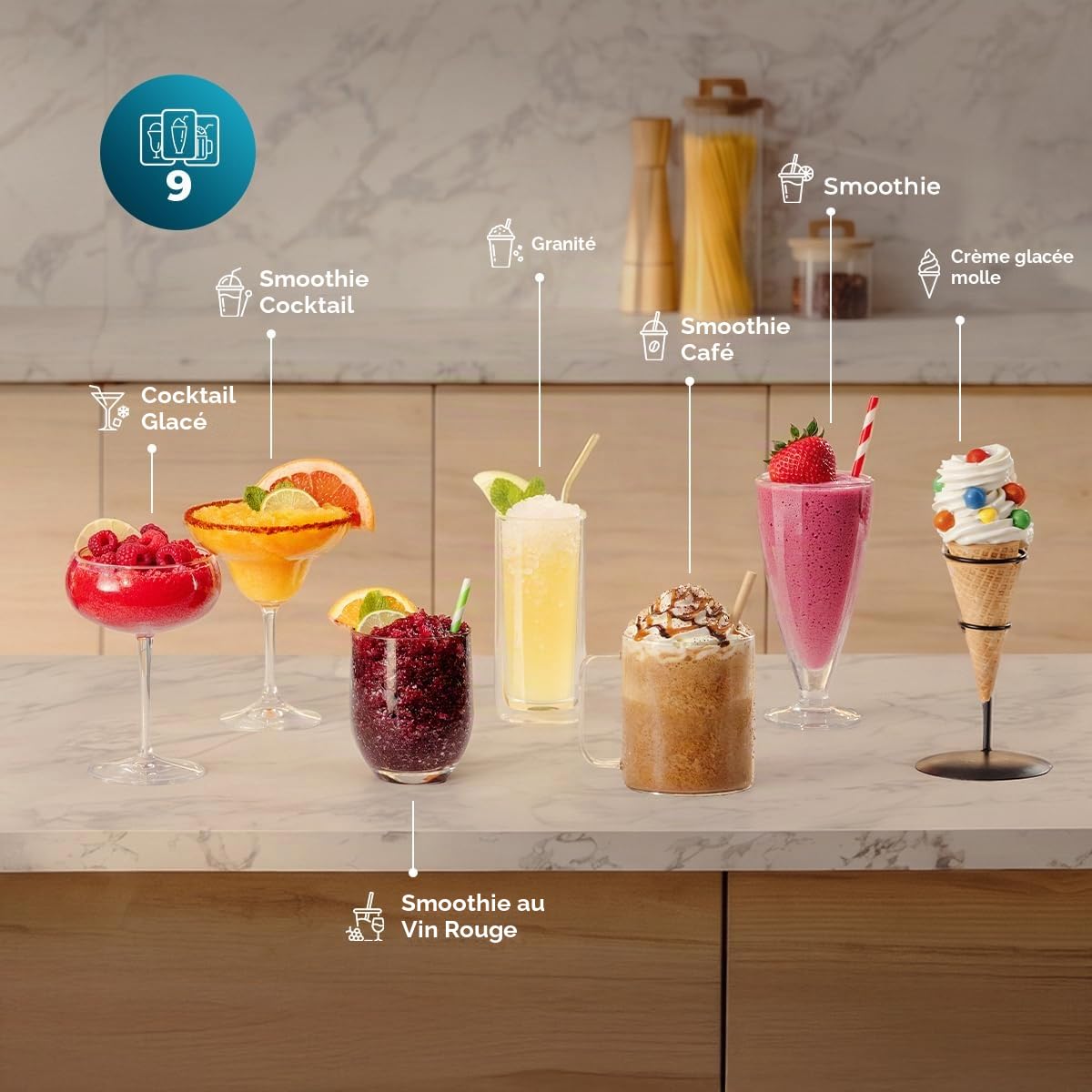 Cecotec Machine à Granités - Sorbetière - 1,5 L - Twist&Ice Cream B. 210 W, Commande Tactile, 9 Modes, Réfrigération sans Précongélation, Buse Anti-Gouttes, Boissons Fraîches Maison à l'Instant