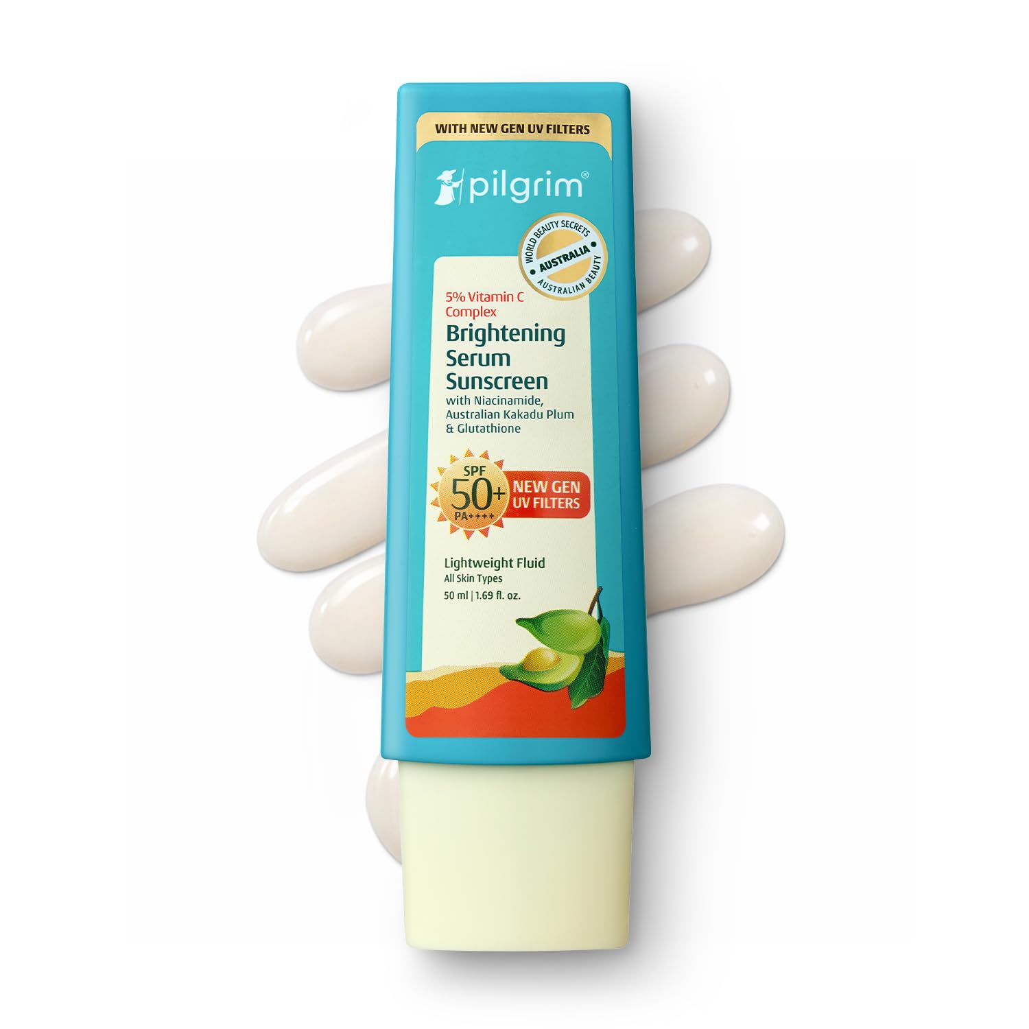 Pilgrim 5% Vitamin C Brightening Ultra Light Gel Sunscreen SPF 60 PA++++ 45ml | UVA/UVB Protection | No White Cast | Fights Tanning, Brightens Skin | ...