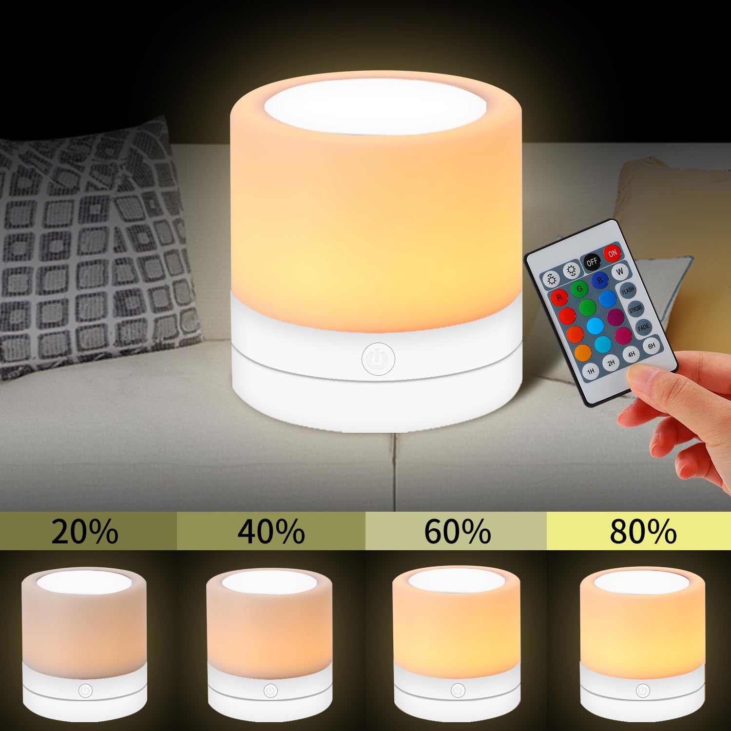 Luce notturna per bambini, ricaricabile tramite USB, piccola lampada da scrivania, 13 colori RGB e 4 luminosità e 1 telecomando, lampada da tavolo senza fili da comodino touch, lampada da notte