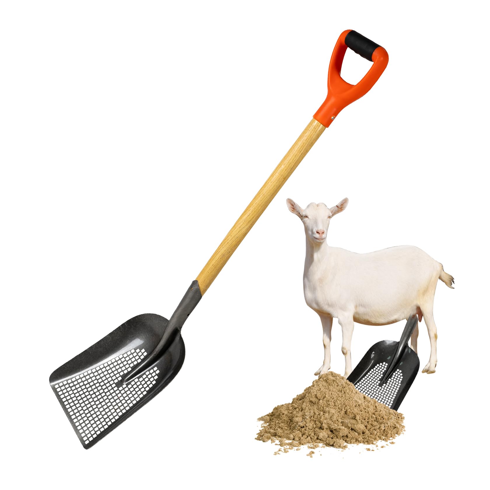 Hymula Sifting Scoop Shovel Steel Sand Sifter Treasure Shovel Digger Sifter for Farm Chicken Coop Goat Stall Sand Poop Cleaning, and Beach Digging Fun