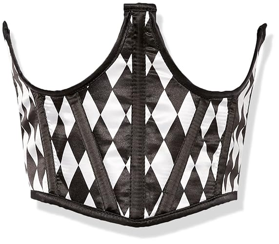 Daisy corsets womens Lavish Black & White Diamond Satin Open Cup Waist Cincher - Medium - Black/White