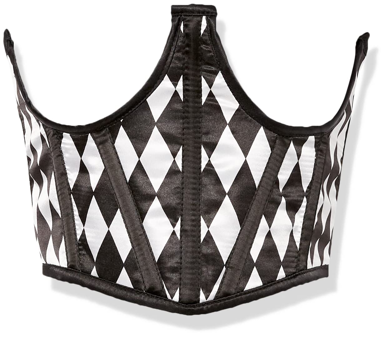 Daisy corsets Women's Lavish Black & White Diamond Satin Open Cup Waist Cincher Corset, Medium