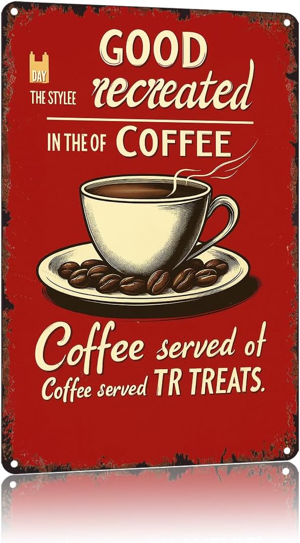 Good Recreated Coffee Aluminum Metal Sign 12x8 Inch