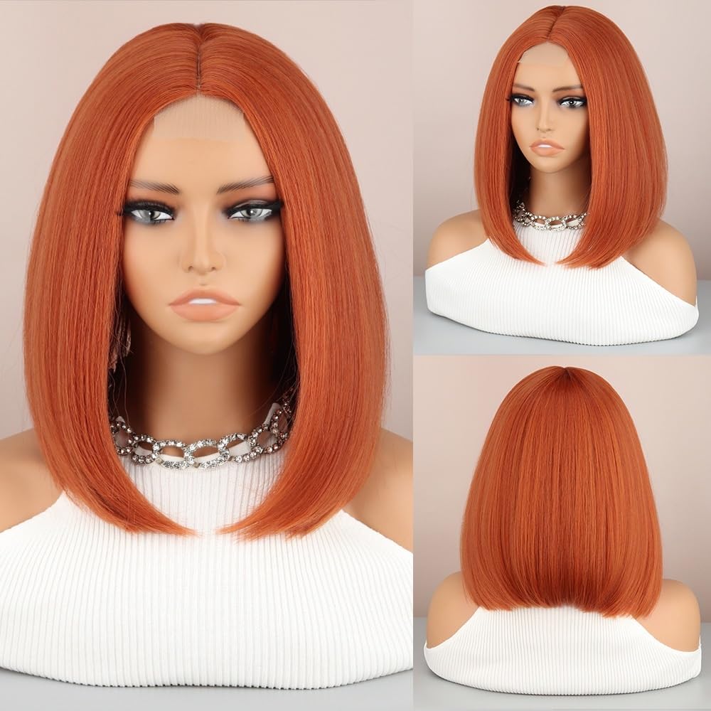 Perruque Courte Tricolore orange idéale pour vos soirées et changements de look audacieux