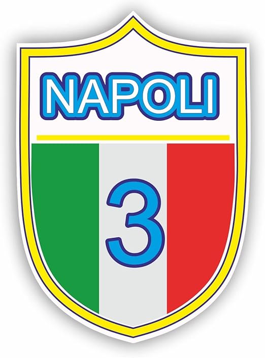 Autocollant Scudetto Napoli 3 (championnat) + 1 Sticker Offert - 10 Cm, Fabriqué En Italie