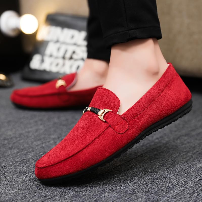 Men's Flat Loafers - Single-Color Canvas Upper, Fabric Lining, Rubber Sole, Round Toe Design, Suitable for Outdoor Business Casual wear.4
