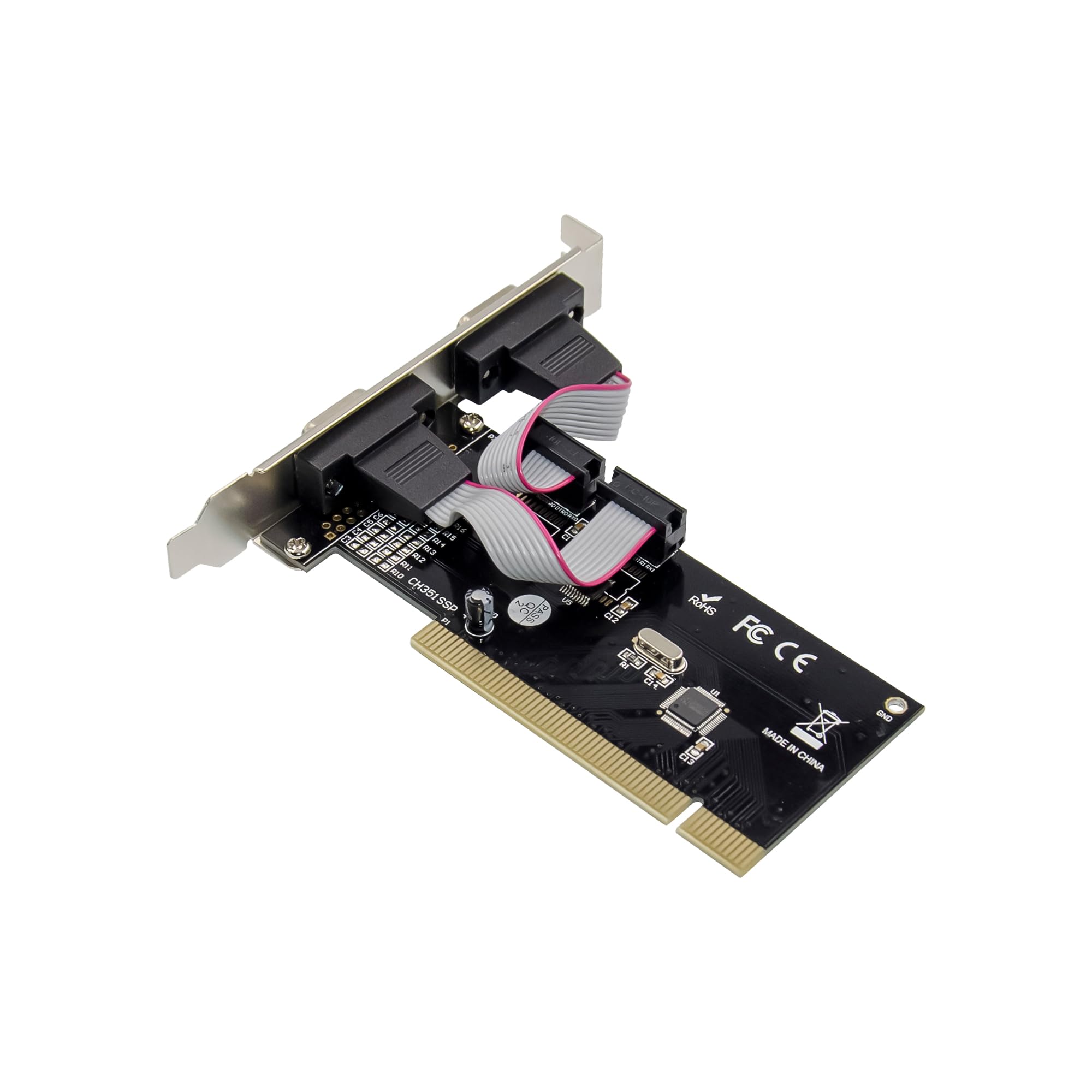 InLine 66636A Lot de 2 Cartes d'interface PCI série RS232 CH351Q 9 Broches Haut débit Compatible avec Windows et Linux Installation Facile