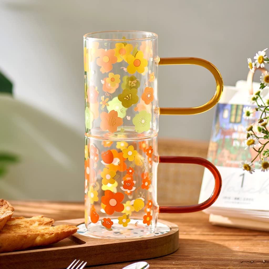 Tazza da caffè in Ceramica Bicchiere da Acqua Bicchiere da Ragazza Tazza da Design con Manico Stampa Tazza da Colazione di Grande capacità Tazza da tè per l'home Office(B)