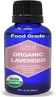 Organic, Lavender Essential Oil, Food Grade, for Drinks, Skin, Hair – 10...
