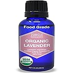 Organic, Lavender Essential Oil, Food Grade, for Drinks, Skin, Hair - 100% Pure, Lavender Oil, by Zongle Therapeutics, 1 OZ