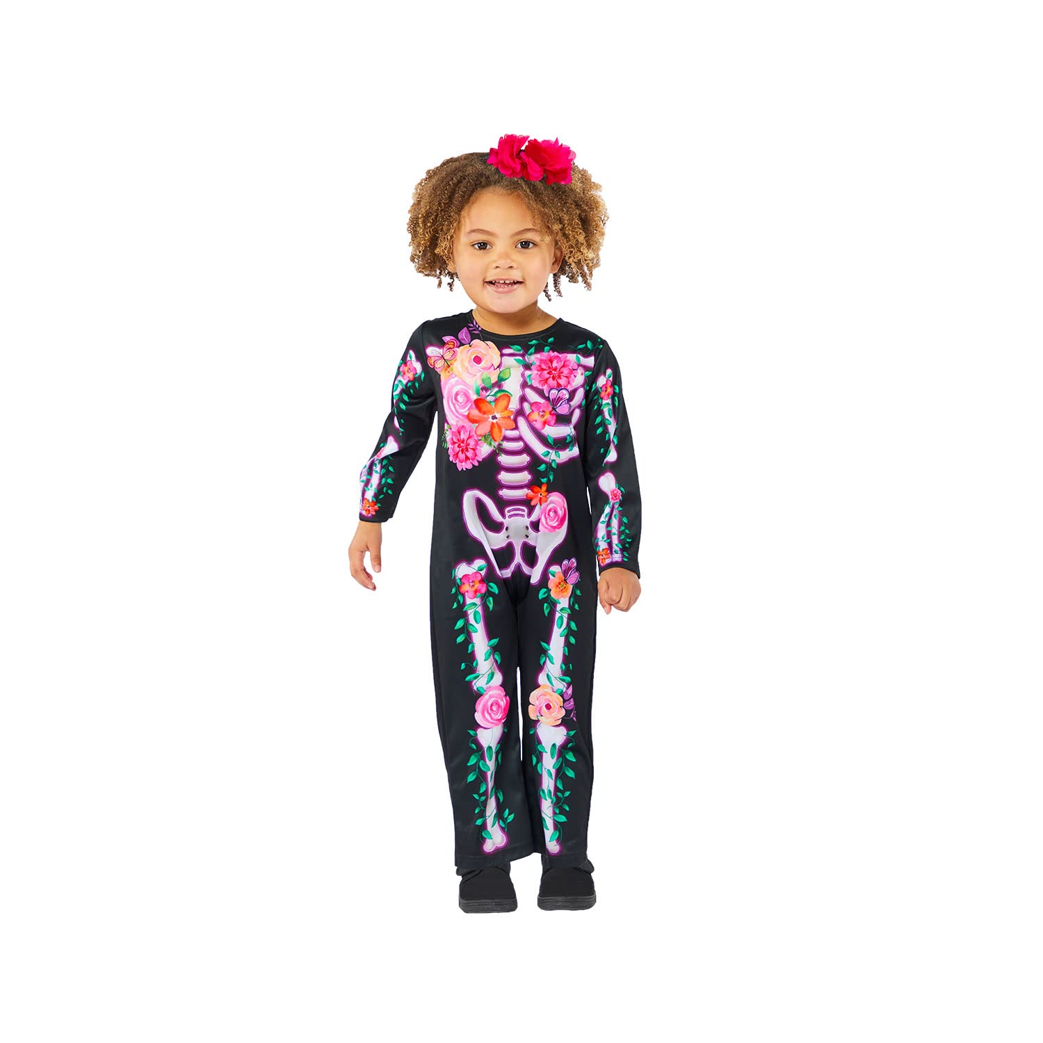 Amscan 9914792 Child Toddlers Floral Skeleton Fancy Dress Halloween Costume Girls Kids Cosplay (12-18 Months)