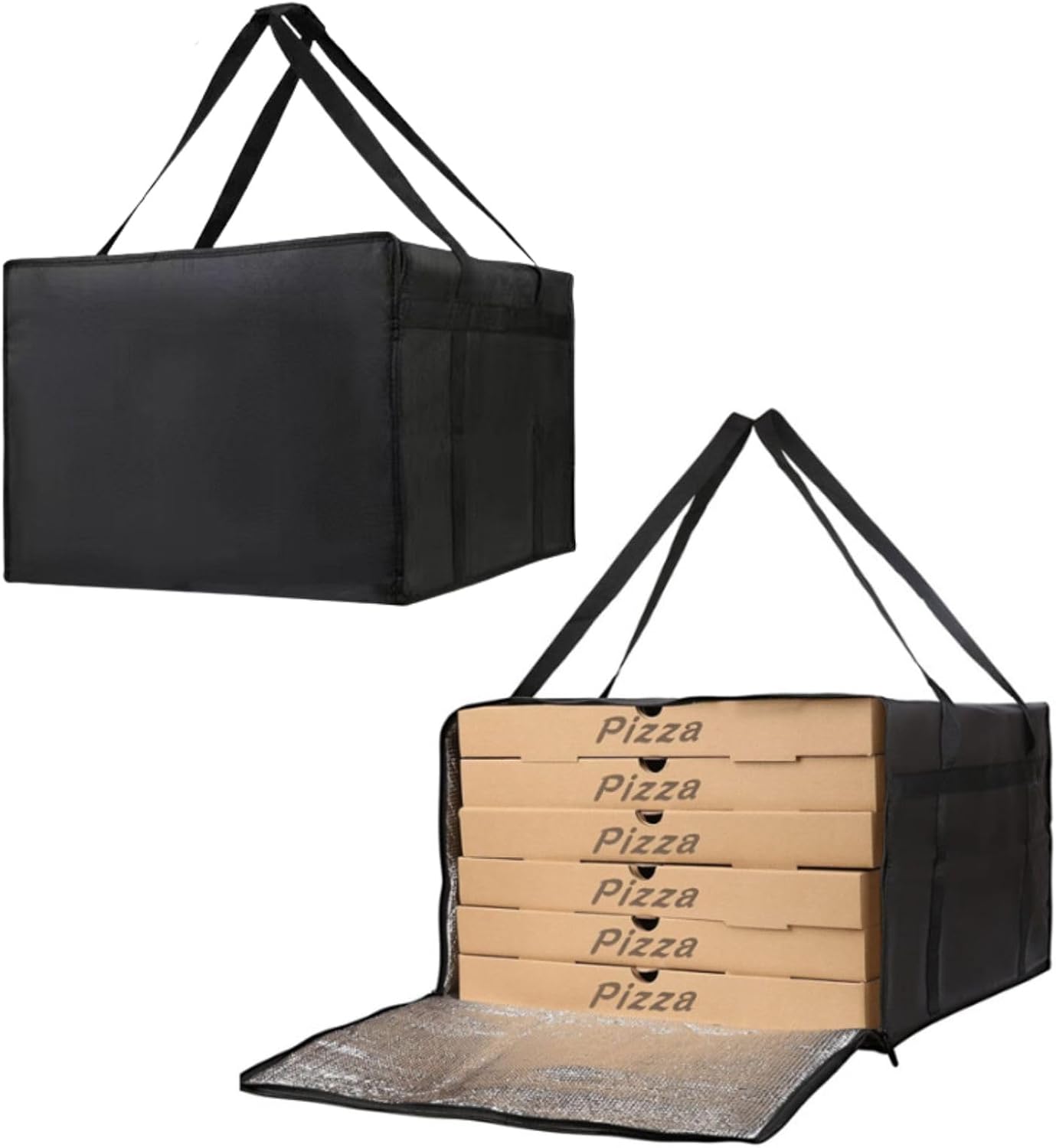 2 Pack Insulated Pizza Delivery Bag 20" x 20" x 14"Catering Cooler Bag for Hot and cold Food, Commercial, Large Capacity Reusable Warming Bag for 6-7 Large 18" Pizza Boxes