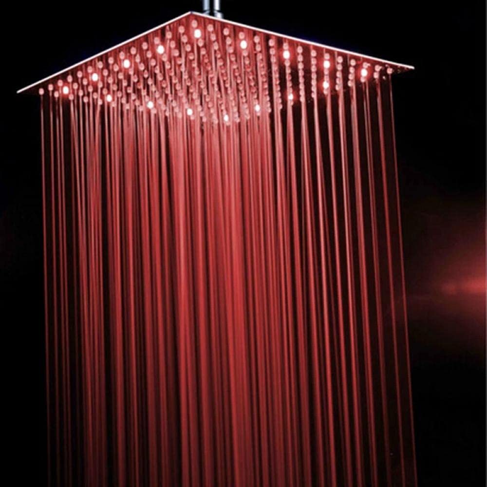 Soffione doccia a pioggia a LED di lusso Soffione doccia in acciaio inossidabile color cromo Cambia colore con soffione doccia ultrasottile da 12 pollici