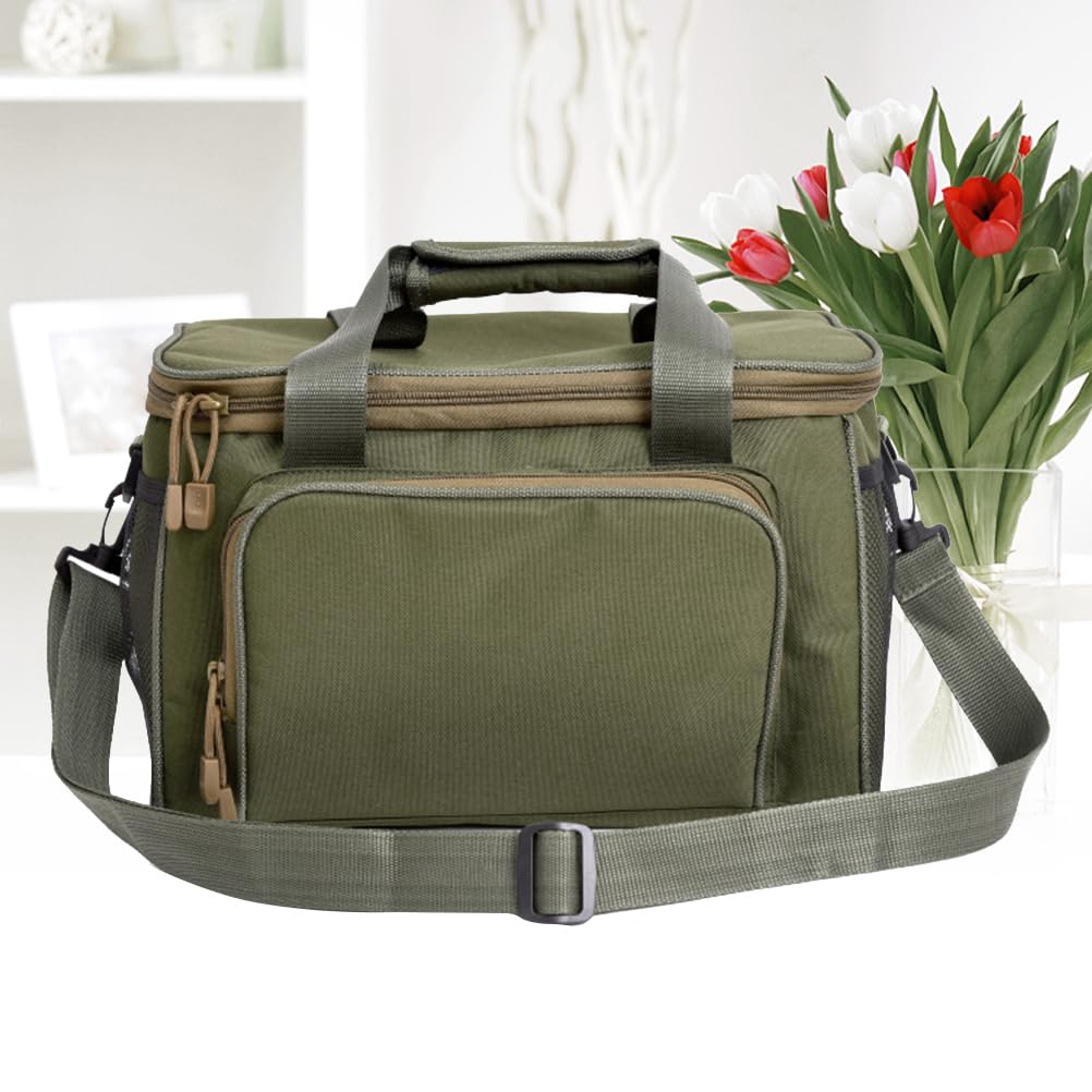 à Dos de Rangement imperméable pour matériel de pêche Multifonction en Tissu Oxford avec bandoulière et Porte-Bouteille d'eau Vert armée 37 x 25 x 25 cm