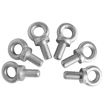 Heavy Duty 7/16" S45C Steel Eye Bolts - 6pcs Set for Car Seat Belt Harness & Snap Hook Fittings