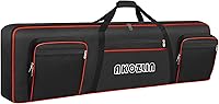 Vista 8 de AKOZLIN Funda para teclado de piano eléctrico de 61 teclas con correas ajustables y 5 bolsillos para accesorios de teclado, funda de teclado de 61