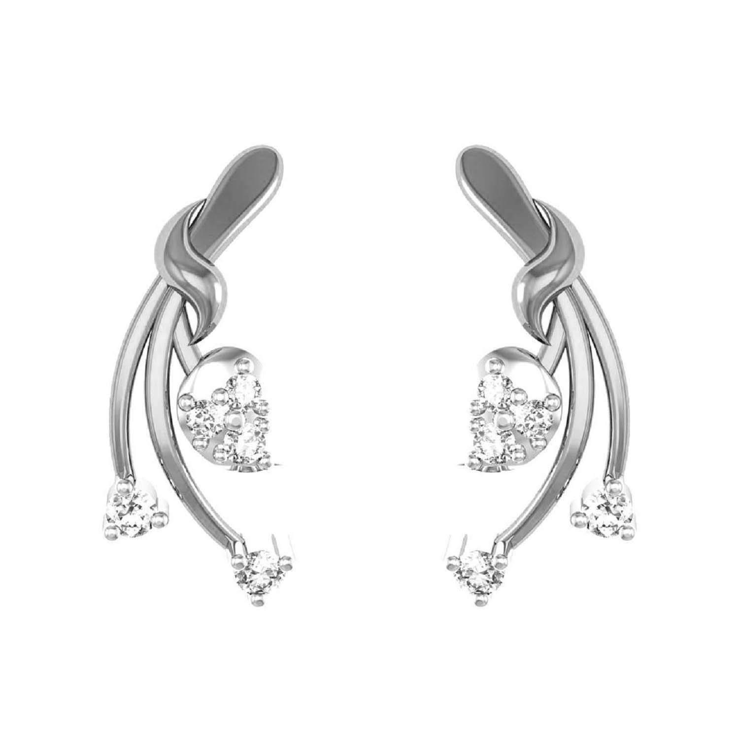 avsar 18k (750) White Gold and Diamond Stud Earrings for Women-picture-25