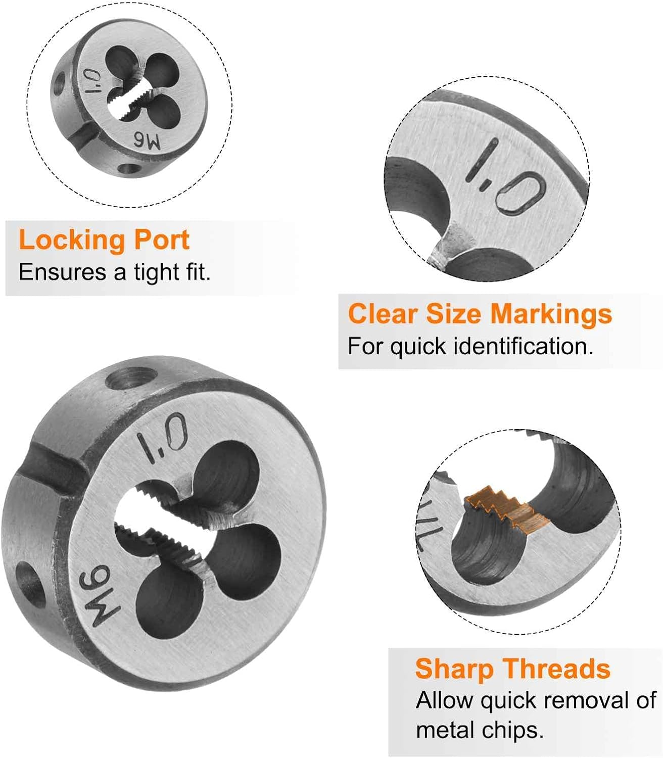 HARFINGTON 39pcs Metric Tap and Die Set M3-M12 Rethreading Tapping Tool Kit Screws Thread Taps Dies Wrench Handle Stock Holder with Storage Case for Male & Female Threading