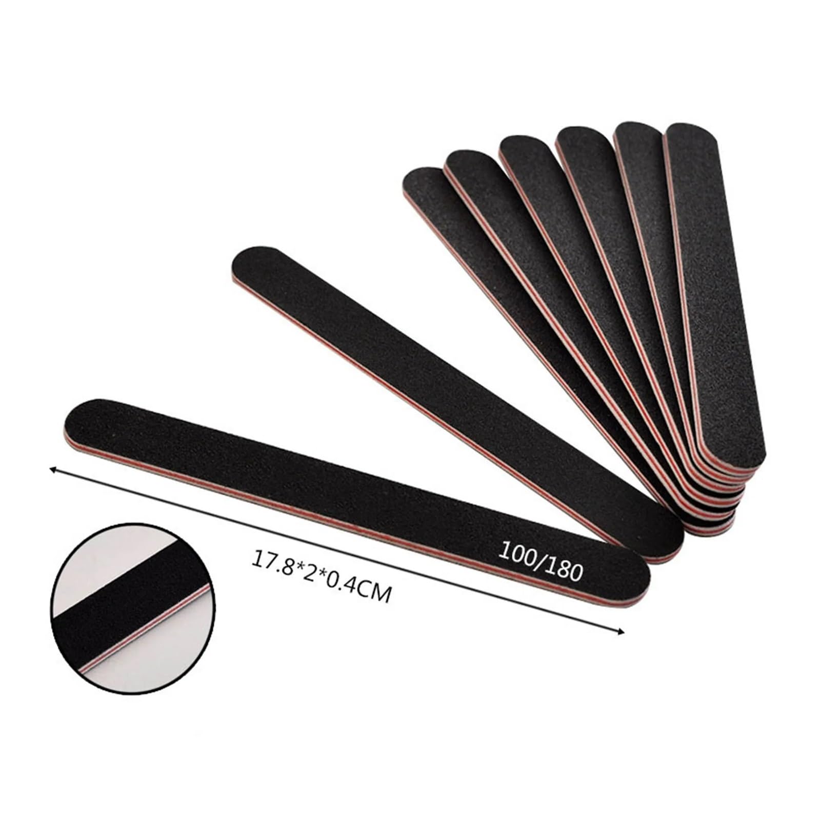 10/20/50 pezzi Lima for unghie professionale Lima for unghie Carta vetrata nera Lime dritte e angolari Lime for lucidatura abrasiva(C-50pcs)