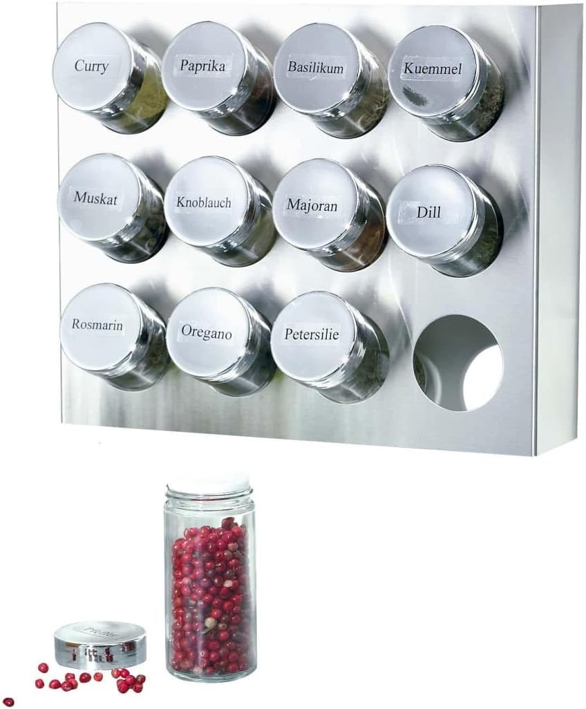 Metallic Spice Rack with 12 Jars
