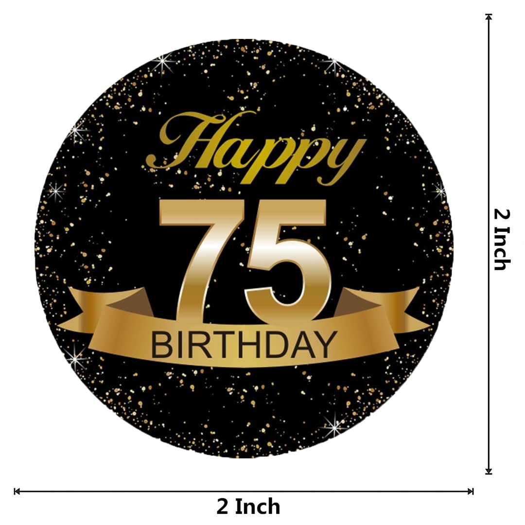 Black And Gold 90th Birthday Party Favor Labels 180 Stickers