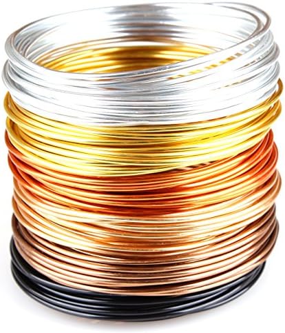 Creacraft Zestaw drutów do koralików, złota jesień: 6 kolorów, odporny na matowienie, anodowany drut aluminiowy - 5 m na cewkę (2 mm)