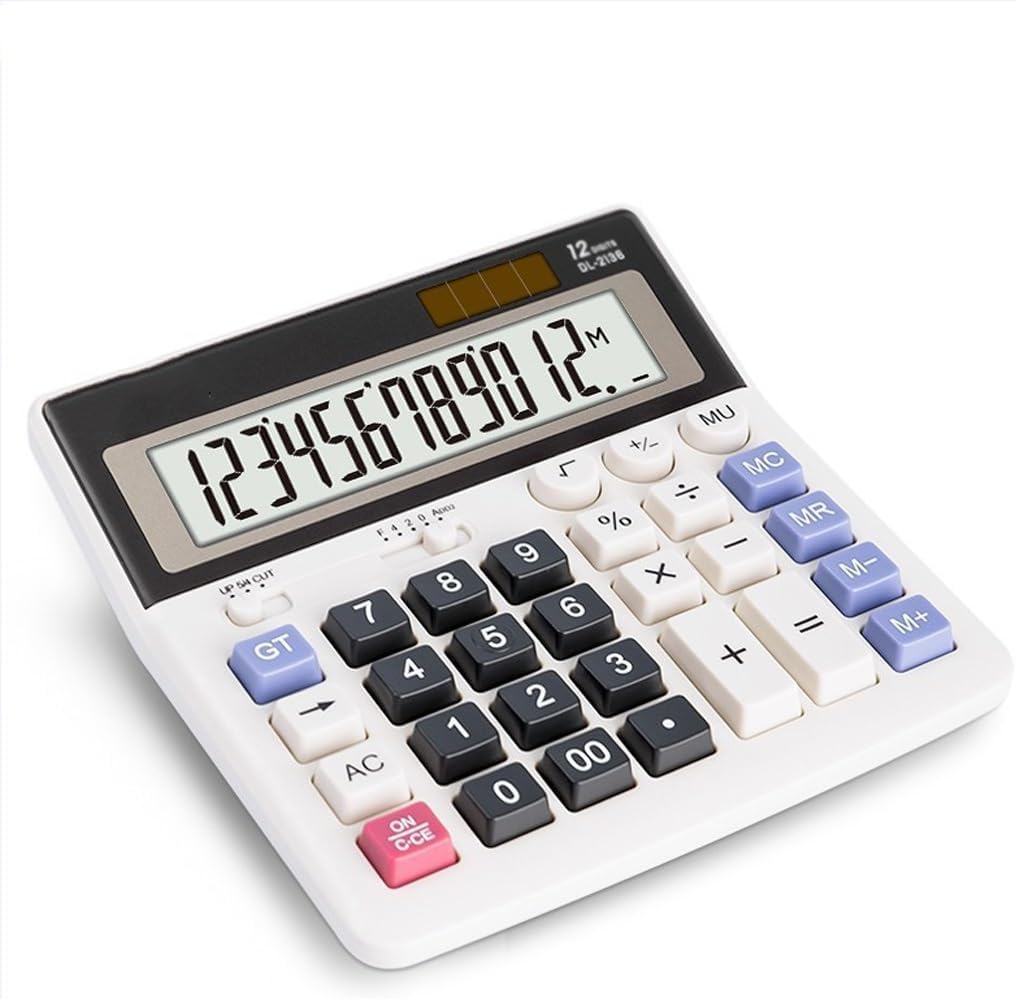 Desktop Calculator Financial Office Business 12 Bit Battery Solar Power Supply