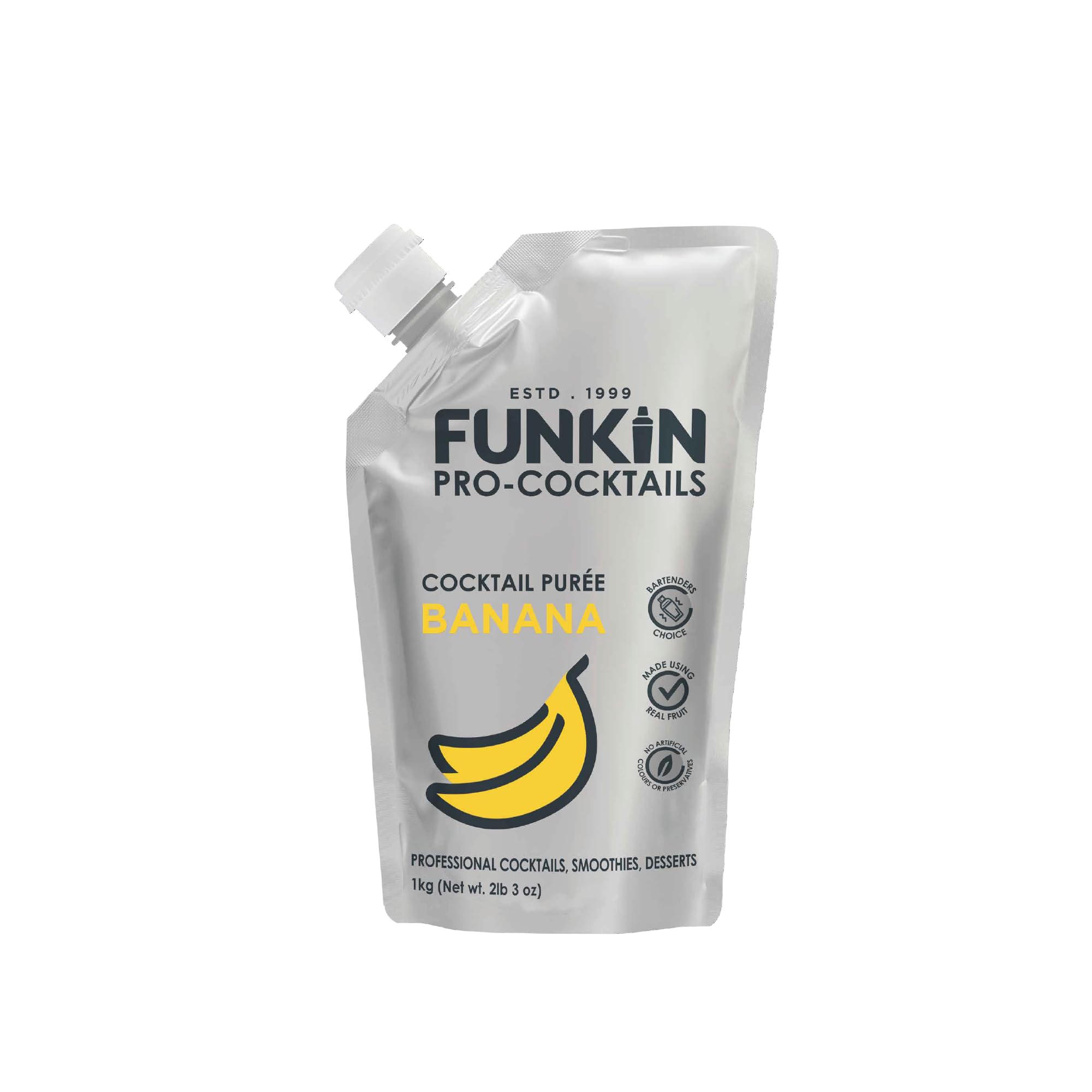 Funkin Pro Banana Puree for Cocktails, Cooking & Baking, Real Fruit Cocktail Ingredients, 1kg Mixer