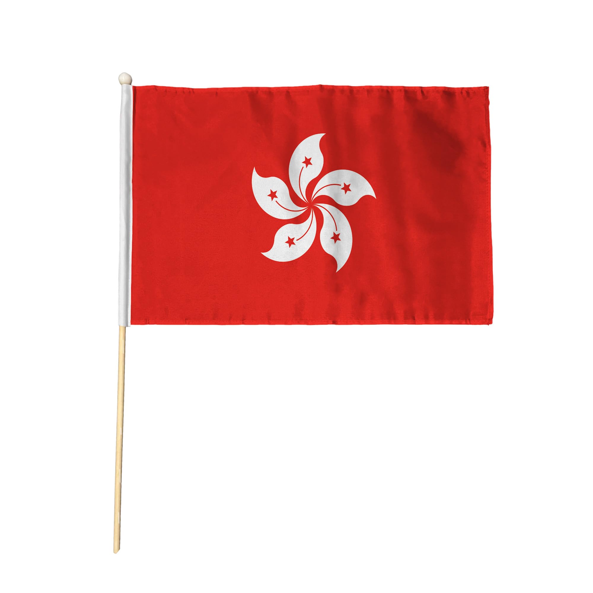 Flagtex Hong Kong Pack of 6 Hand Waving Flag (9x6 Inch) - Premium Wooden Stick Hand Flag 9x6 Inch Natural Wood Pole Hong Kong SAR Flag Events Parades Celebrations Cultural Festivals