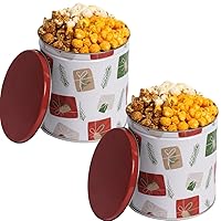 Vista 8 de Lata de palomitas de maíz navideñas Uncle Myron's - Latas de palomitas de maíz 3 sabores, lata navideña de 1 galón, caramelo, queso cheddar