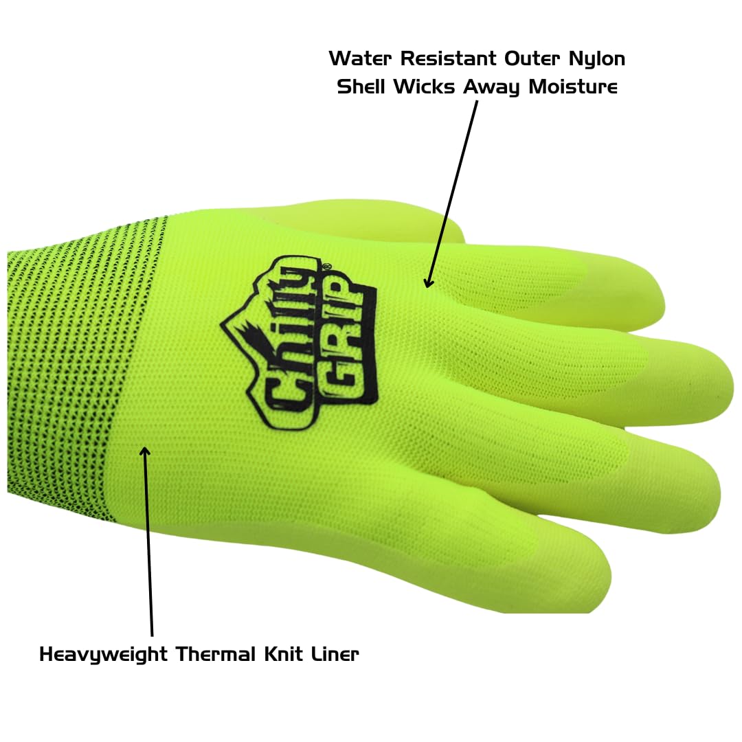 Chilly Grip A319 Yellow Water Resistant Gloves, Pair, Size Large