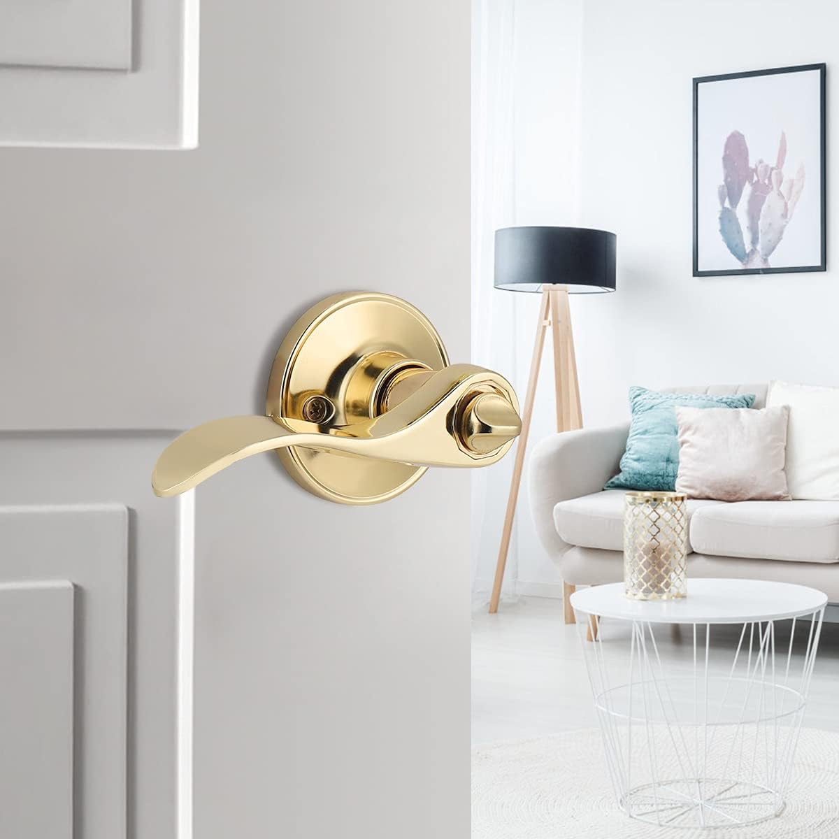 Blасk Frіdау - 80% оƒƒ Privacy Levers Wave Style Bathroom Bedroom Locks in Polished Brass,Reversible for Right Left Handed Doors,5Pack
