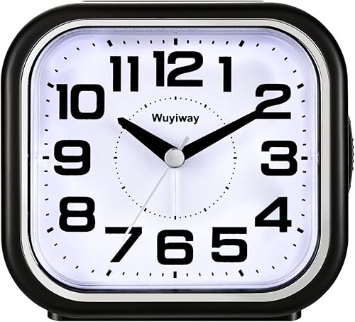 Reloj despertador analógico de 4.3 pulgadas, funciona con pilas, números grandes legibles para personas mayores, interruptor de encendidoapagado en