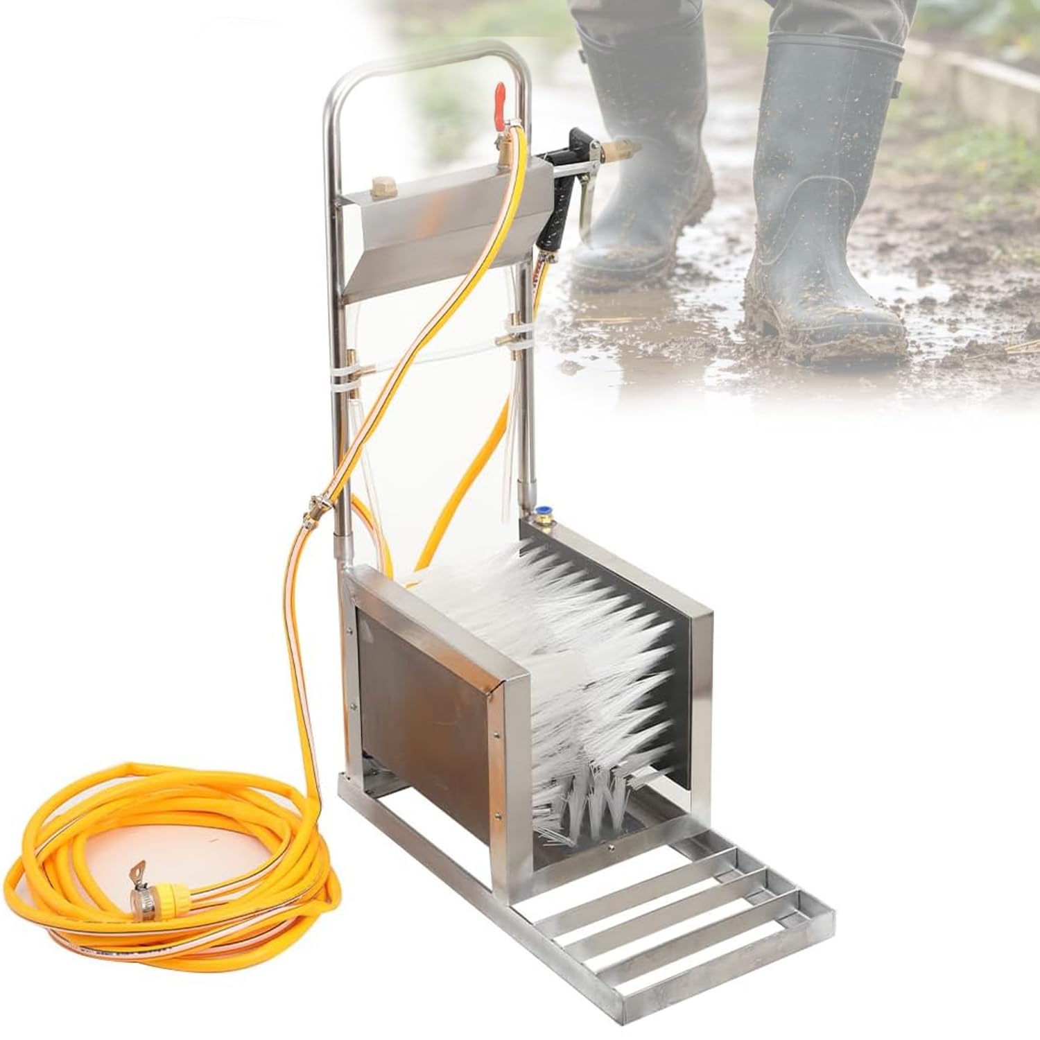 Limpiador De Calzado Agrícola De Alta Resistencia, Cepillo Rascador De Acero Inoxidable, Pistola Pulverizadora De Alta Presión Con Manguera De Agua De 10 M, No Requiere Electricidad, Para