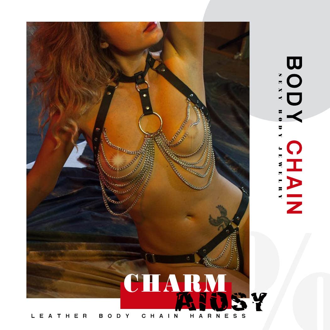 Harnais Punk En Cuir Pour Corps - Chaîne De Taille Sexy, Noir, Taille Unique