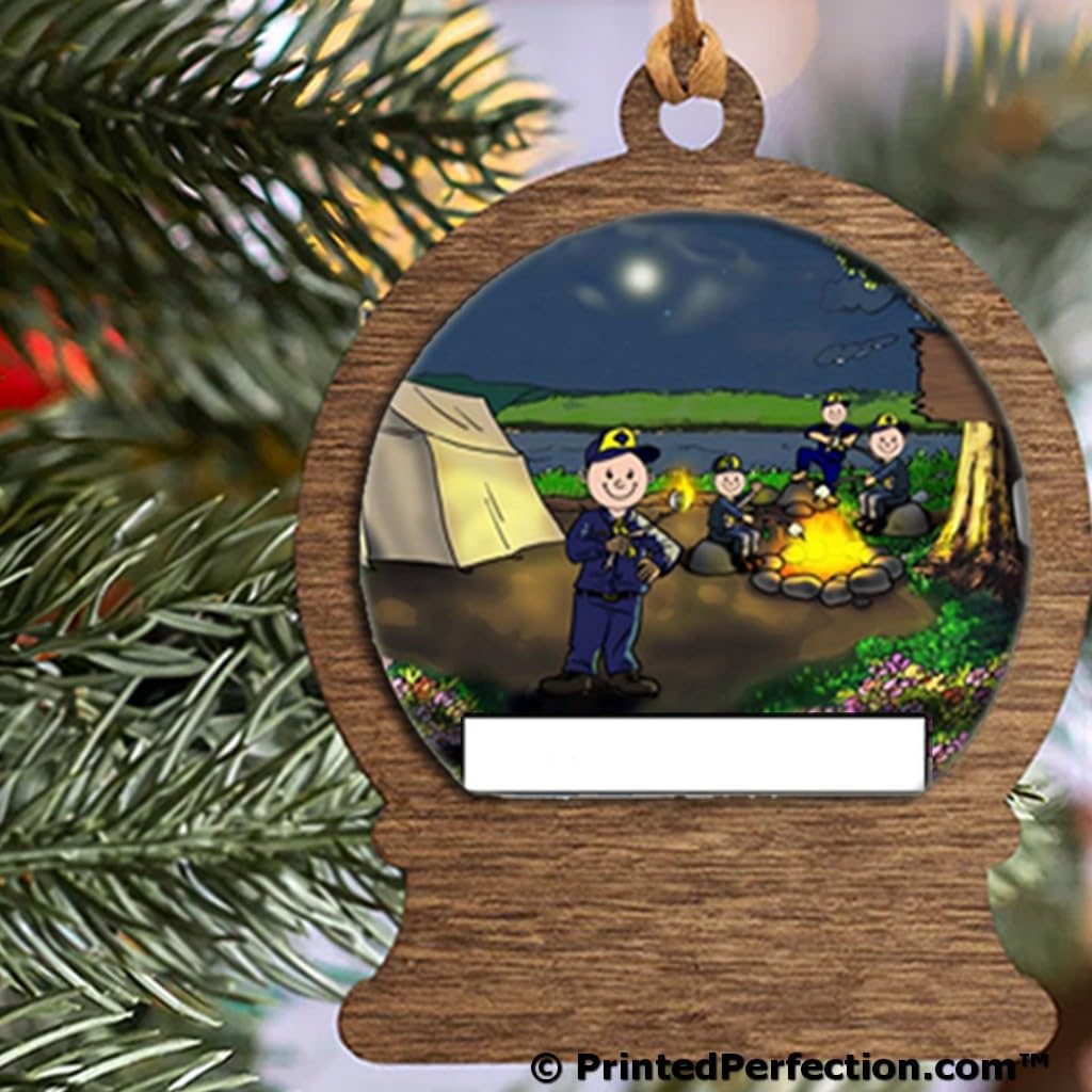 PrintedPerfection.com Personalized Cub Scout Wooden Snow Globe Shaped Christmas Ornament