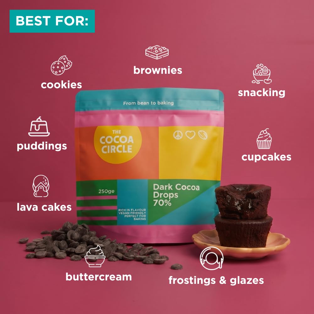 The Cocoa Circle 70,5% Cacao en pepitas 300 g Chocolate tostado de grano entero origen único