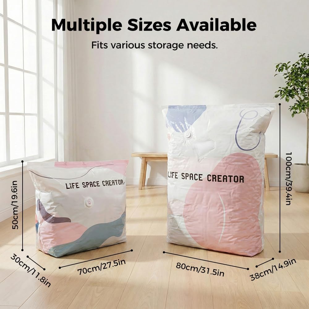 Bolsas de almacenamiento al vacío, 3 bolsas de compresión para ropa, edredones, mantas y ropa de cama, ahorro de espacio, ideal para viajes y hogar, L (100 x 80 x 30 cm)