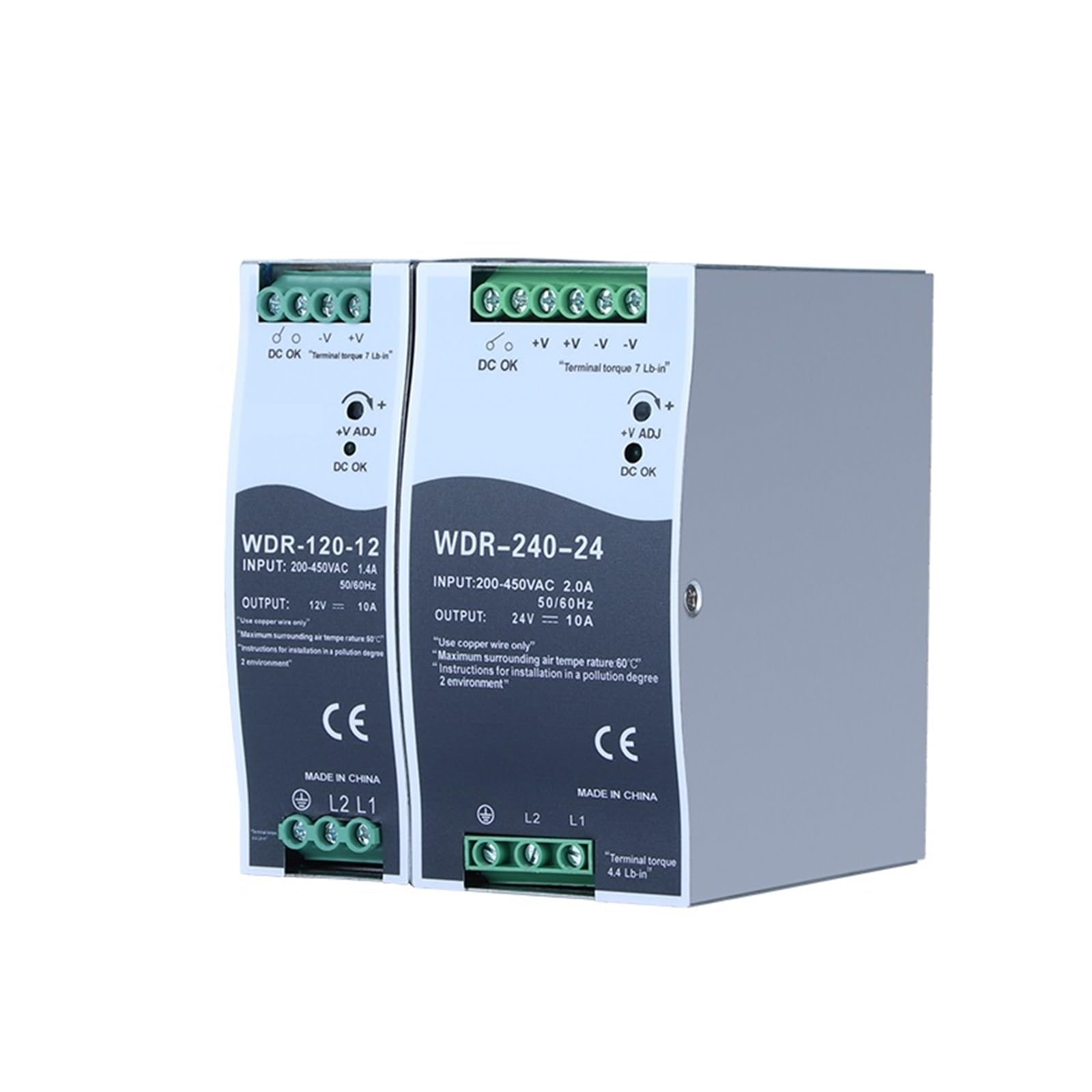 Alimentation à découpage sur Rail triphasé transfo WDR 380V 24V 12V