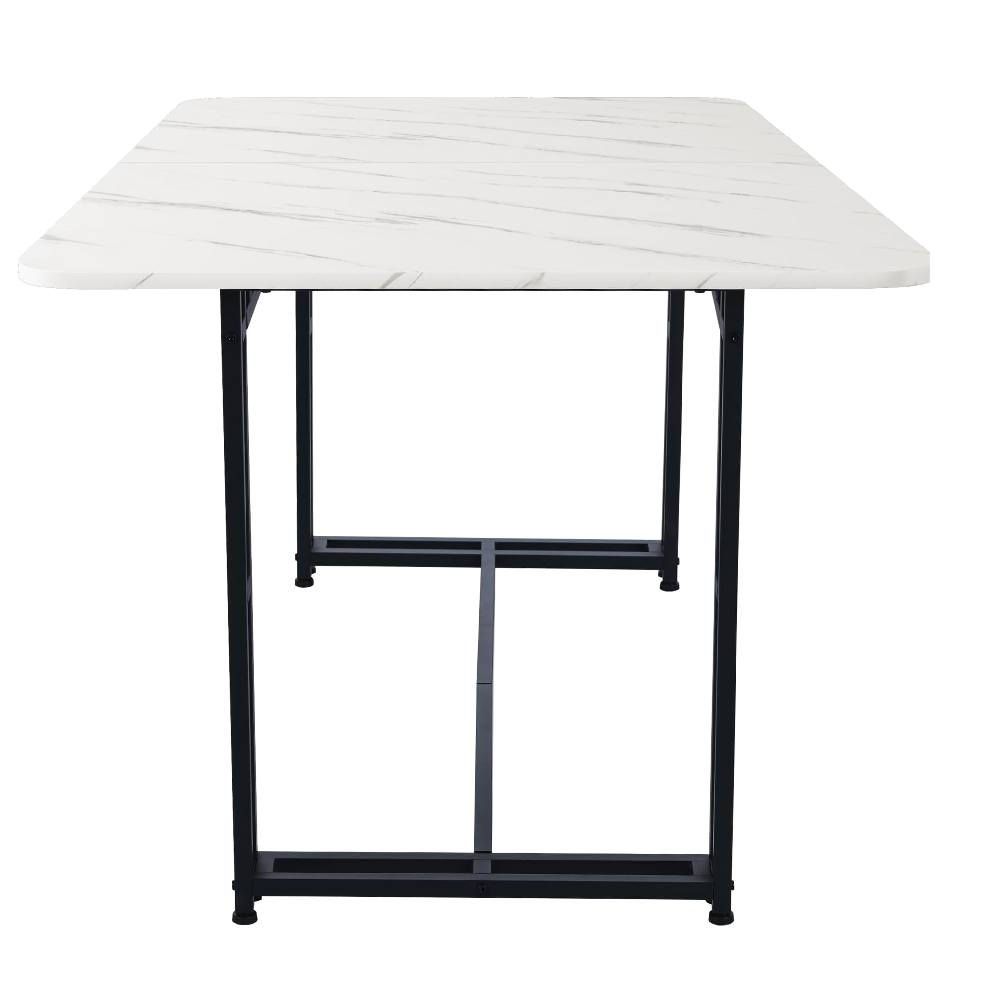Luksusowy, lekki stół do jadalni, 140 x 80 cm, nowoczesny, prostokątny design, czarna metalowa rama, elegancki stół kuchenny z płyty MDF, do jadalni, salonu, idealny dla rodziny i gości