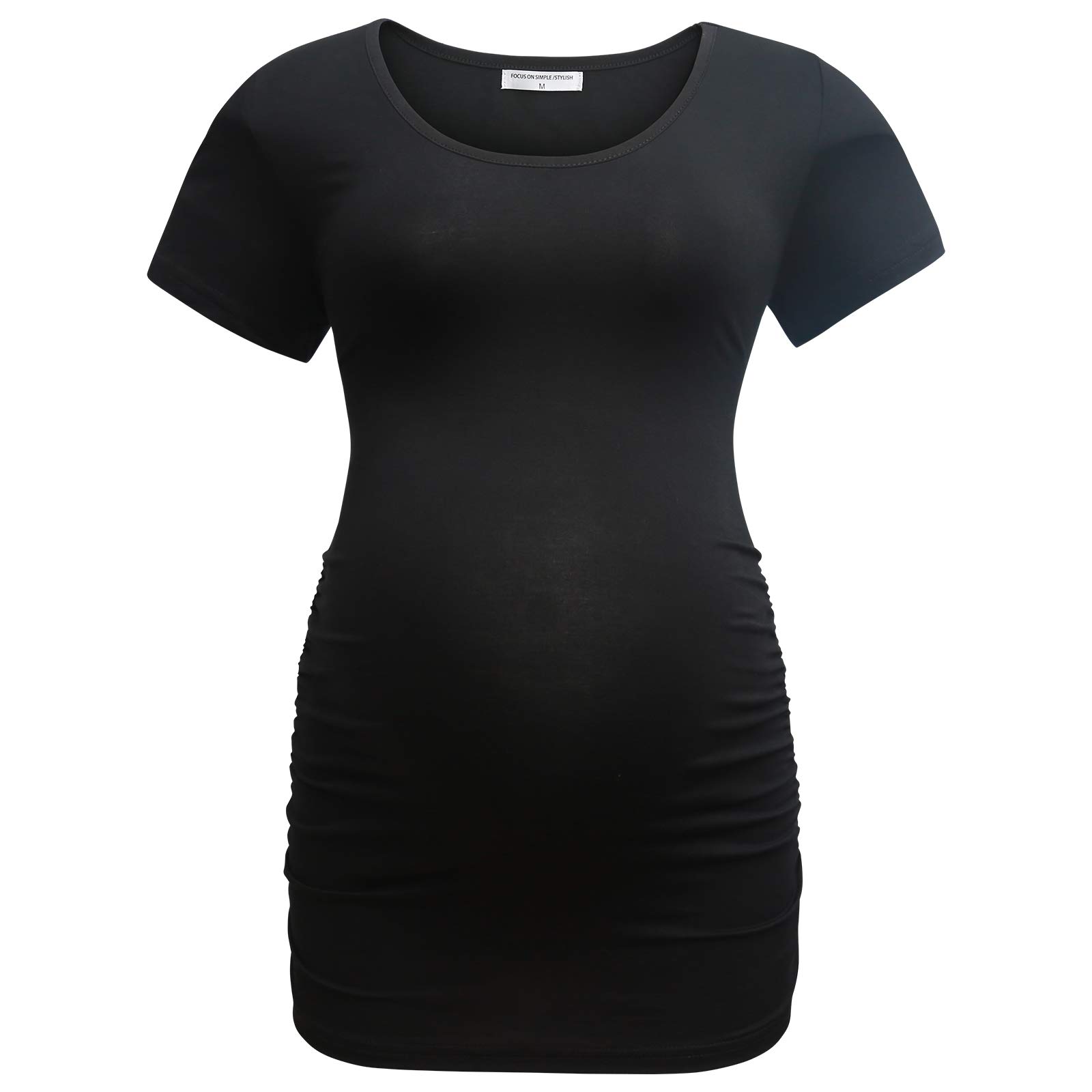 Bearsland Camiseta de maternidad para mujer, paquete de 3 unidades, camiseta clásica fruncida lateral, ropa de embarazo