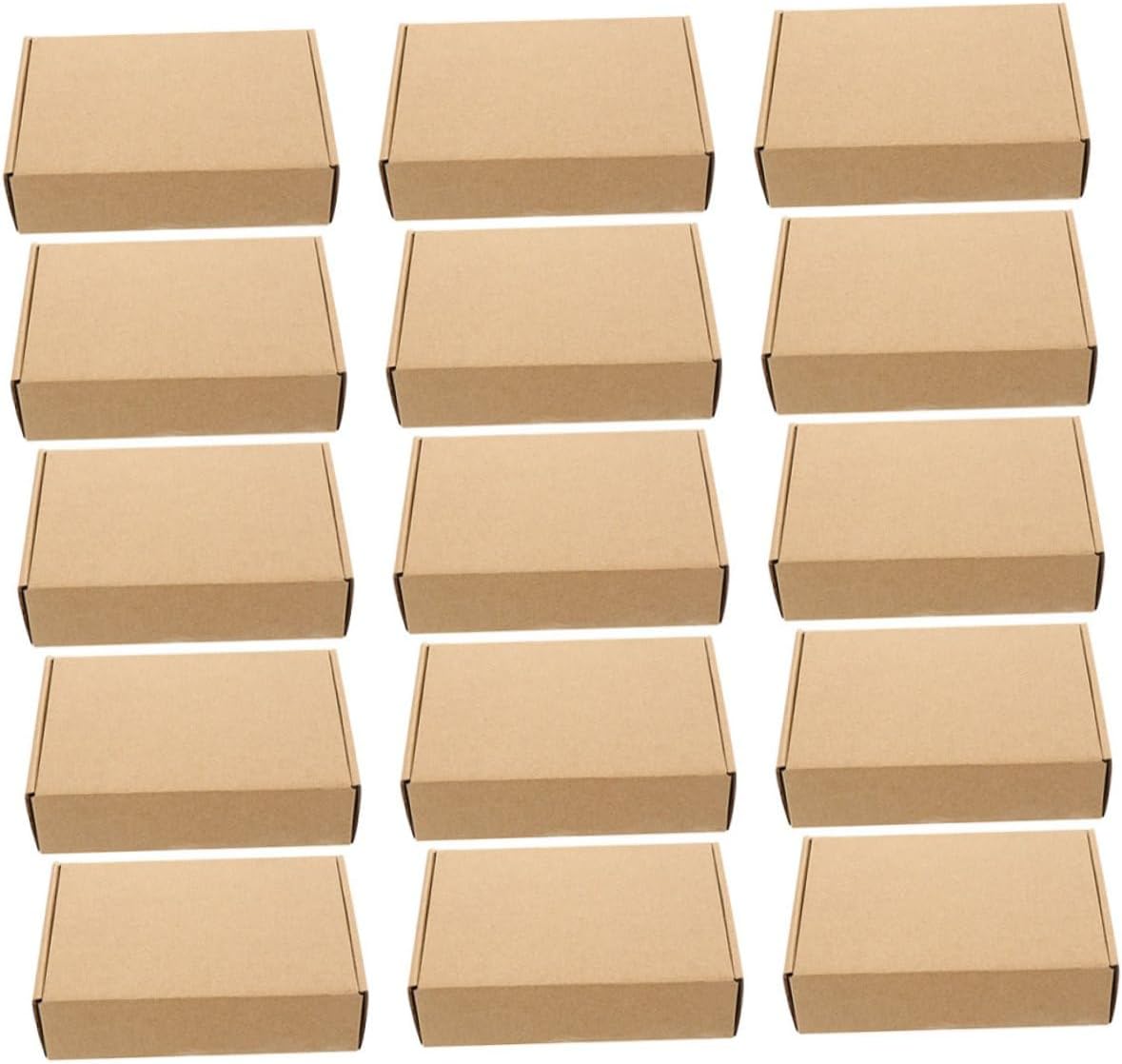 Vaguelly 15pcs Kraft Paper Small Storage Boxes with Lid, 31x21.5x5cm Foldable Rectangle Party Favor Boxes for Candy, Flower Arrangement, Valentine's Day Packaging