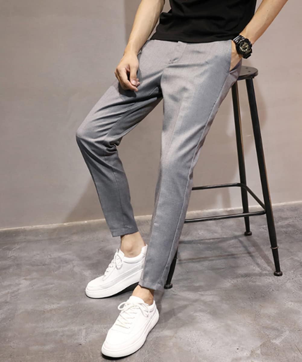 utcoco Men's Cropped Suit Pants Slim-Fit Ankle Length Dress Pants - Image 2