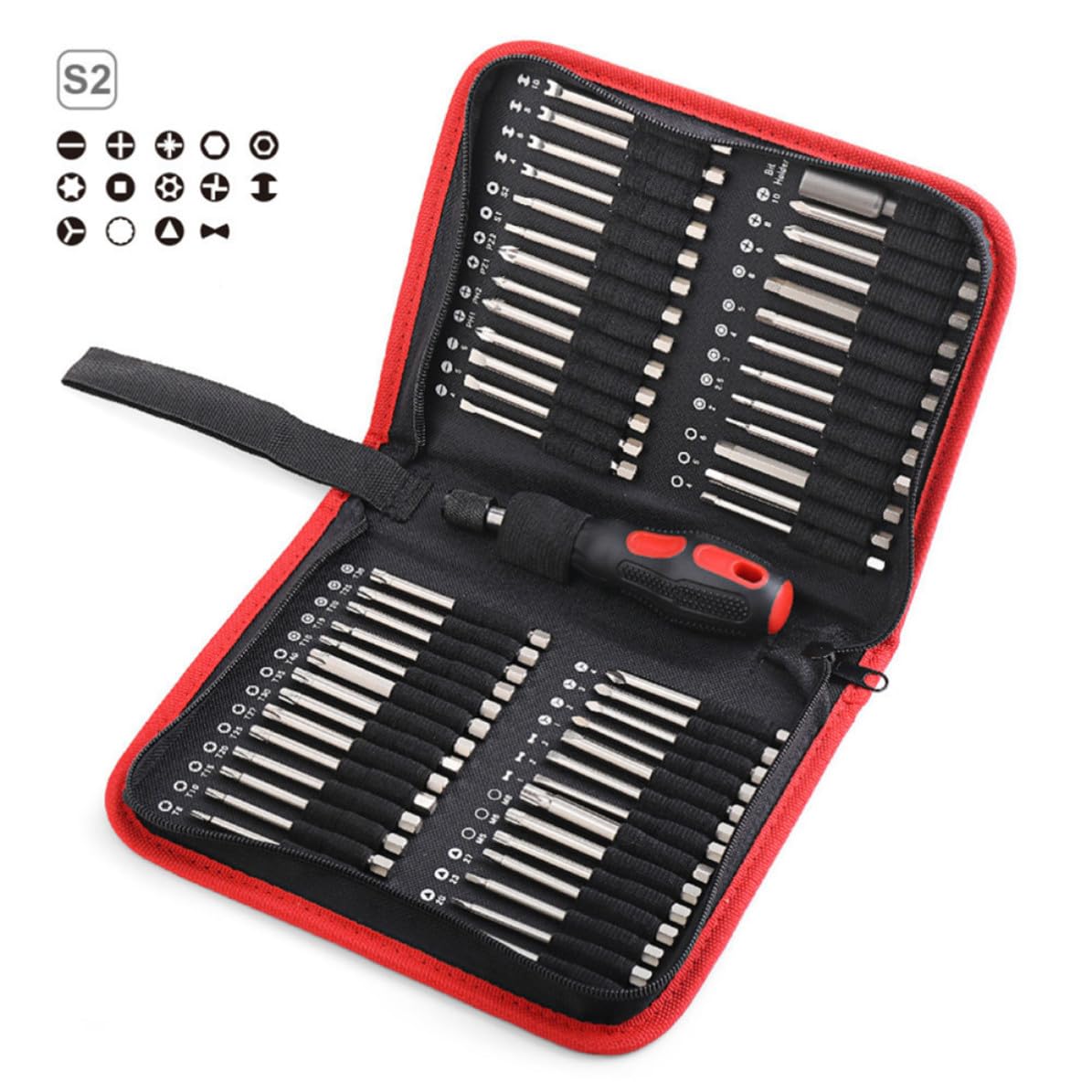 Juego de 55 Brocas Metálicas en Forma de Estrella y Hexagonal para Destornilladores Neumáticos y Taladros Recargables, Resistente Buena Flexibilidad para Uso Doméstico Industria