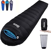 Vista 12 de Down Sleeping Bag for Adults, 0 Degree Warm Winter Mummy Lightweight Compact Outdoor Sleeping Bag for Camping Backpacking Hiking, Cold and Warm