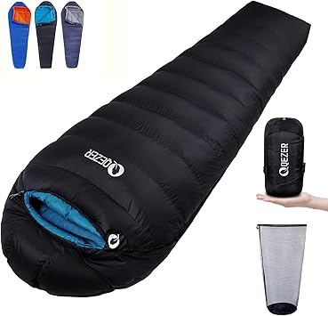Down Sleeping Bag for Adults, 0F 10F 15F 20F 600 Fill Power Mummy Lightweight Compact Cold and Warm Weather Backpacking Sleeping Bag for Camping Hiking Outdoor All Seasons
